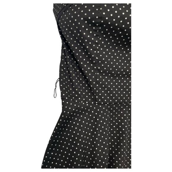 VTG Pinup Dress Womens Medium Black Polka Dot Black Fit Flare Strapless Retro - Picture 6 of 14